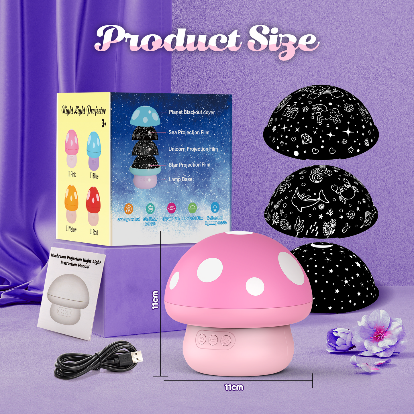 Star Projector Night Light for Kids,Projector Light Mushroom Lamp for Kids