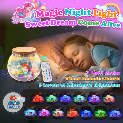 Craft Kits for Kids Girls Age 3-9, Light-up Mermaid Terrarium Kit for Kids, Gifts for 3 4 5 6 7 8 Year Old Girls