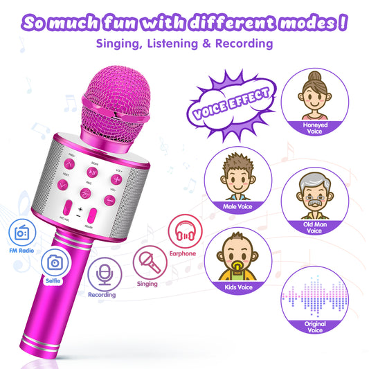Karaoke Microphone for Kids, Toys for 3-12 Year Old Girls, Kids Microphone Girls Toys