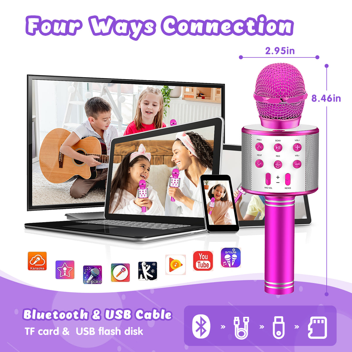 Karaoke Microphone for Kids, Toys for 3-12 Year Old Girls, Kids Microphone Girls Toys