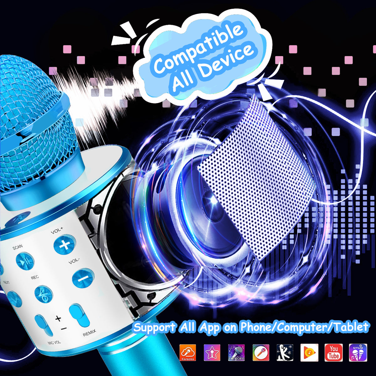 ATOPDREAM Karaoke Microphone for Kids, Toys for 3-12 Year Old Girls, Kids Microphone Girls Toys