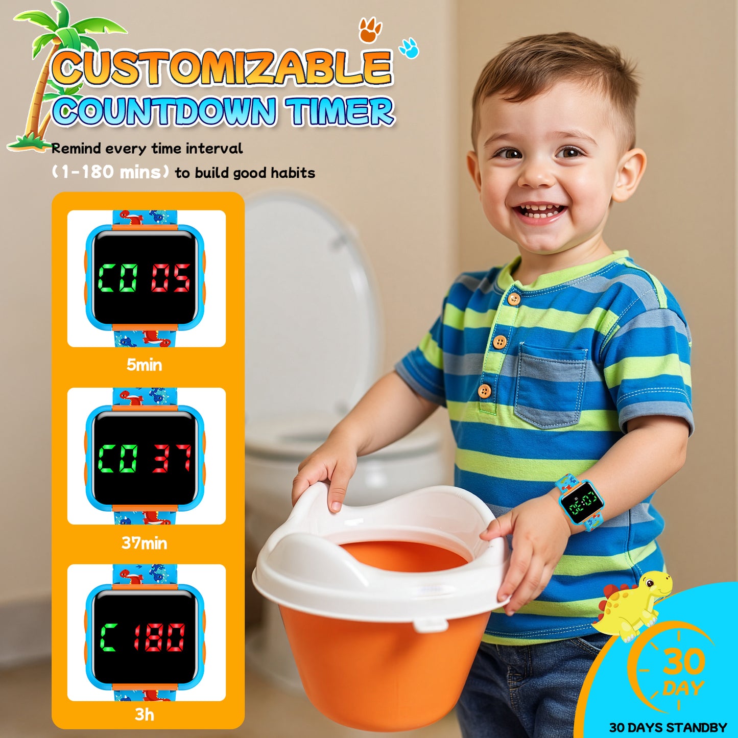 Potty Training Watch for Toddler, Toilet Training Reminder with Music Vibration