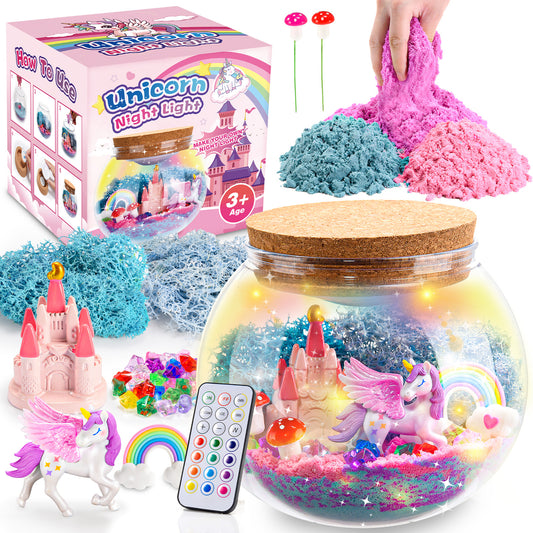 Unicorn Terrarium Craft Kit for Kids, Unicorn Gifts for 3 4 5 6 7 8 Year Old Girls