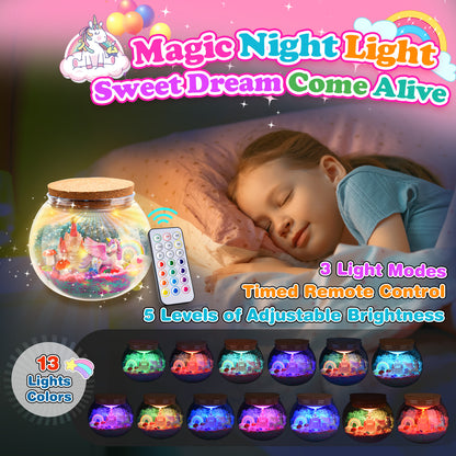 Unicorn Terrarium Craft Kit for Kids, Unicorn Gifts for 3 4 5 6 7 8 Year Old Girls