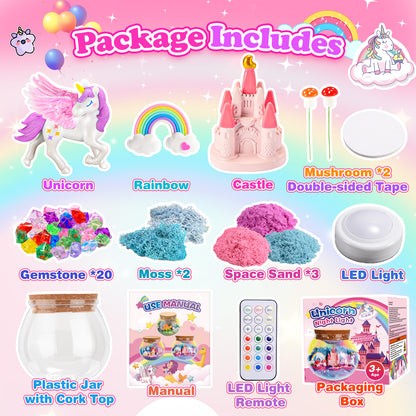 Unicorn Terrarium Craft Kit for Kids, Unicorn Gifts for 3 4 5 6 7 8 Year Old Girls
