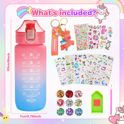 ATOPDREAM Decorate Your Own Water Bottle for Girls, Gifts for 5 6 7 8 9 Year Old Girls, Unicorn Themed Craft Kits for Girls