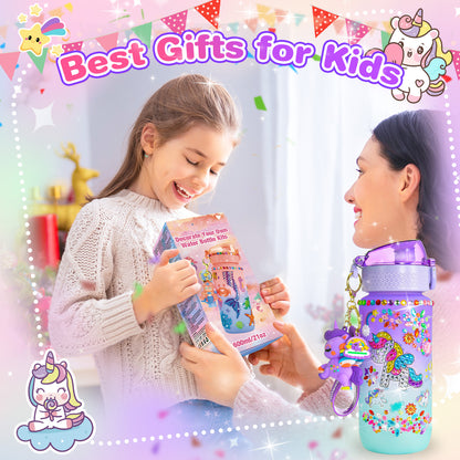 Decorate Your Own Water Bottle for Girls, Gifts for 5 6 7 8 9 Year Old Girls, Unicorn Painting Craft Girls Birthday Gifts, Unicorn Themed Craft Kits for Girls Ages 6-12