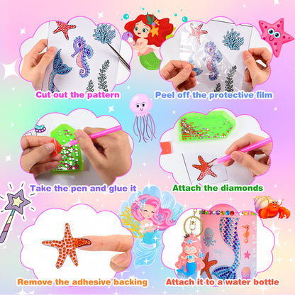 ATOPDREAM Decorate Your Own Water Bottle for Girls, Gifts for 5 6 7 8 9 Year Old Girls, Mermaid Themed Craft Kits for Girls Ages 6-8, Mermaid Painting Craft