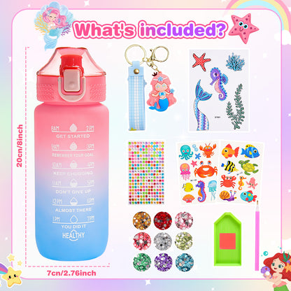 ATOPDREAM Decorate Your Own Water Bottle for Girls, Gifts for 5 6 7 8 9 Year Old Girls, Mermaid Themed Craft Kits for Girls Ages 6-8, Mermaid Painting Craft