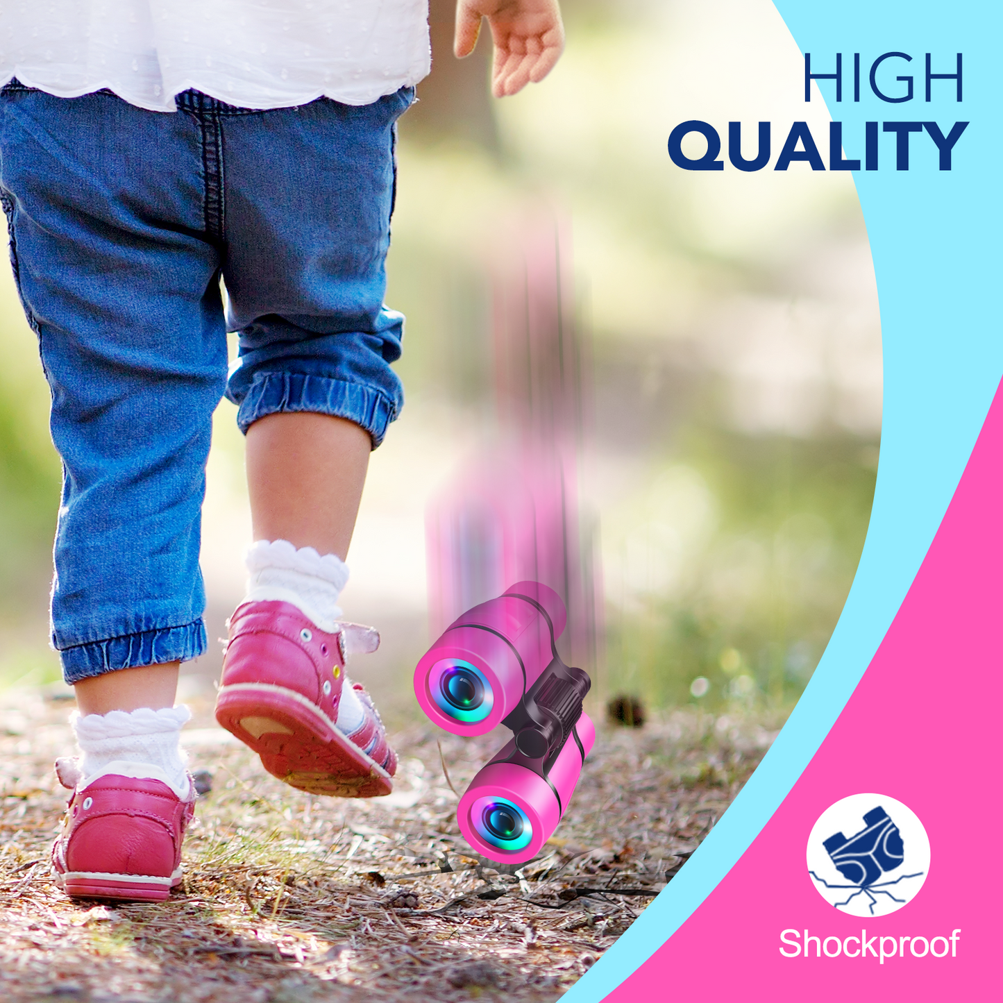 ATOPDREAM Kids Binoculars Gifts for 3-8 Year Old Girls, 4X Compact High Resolution Binocular