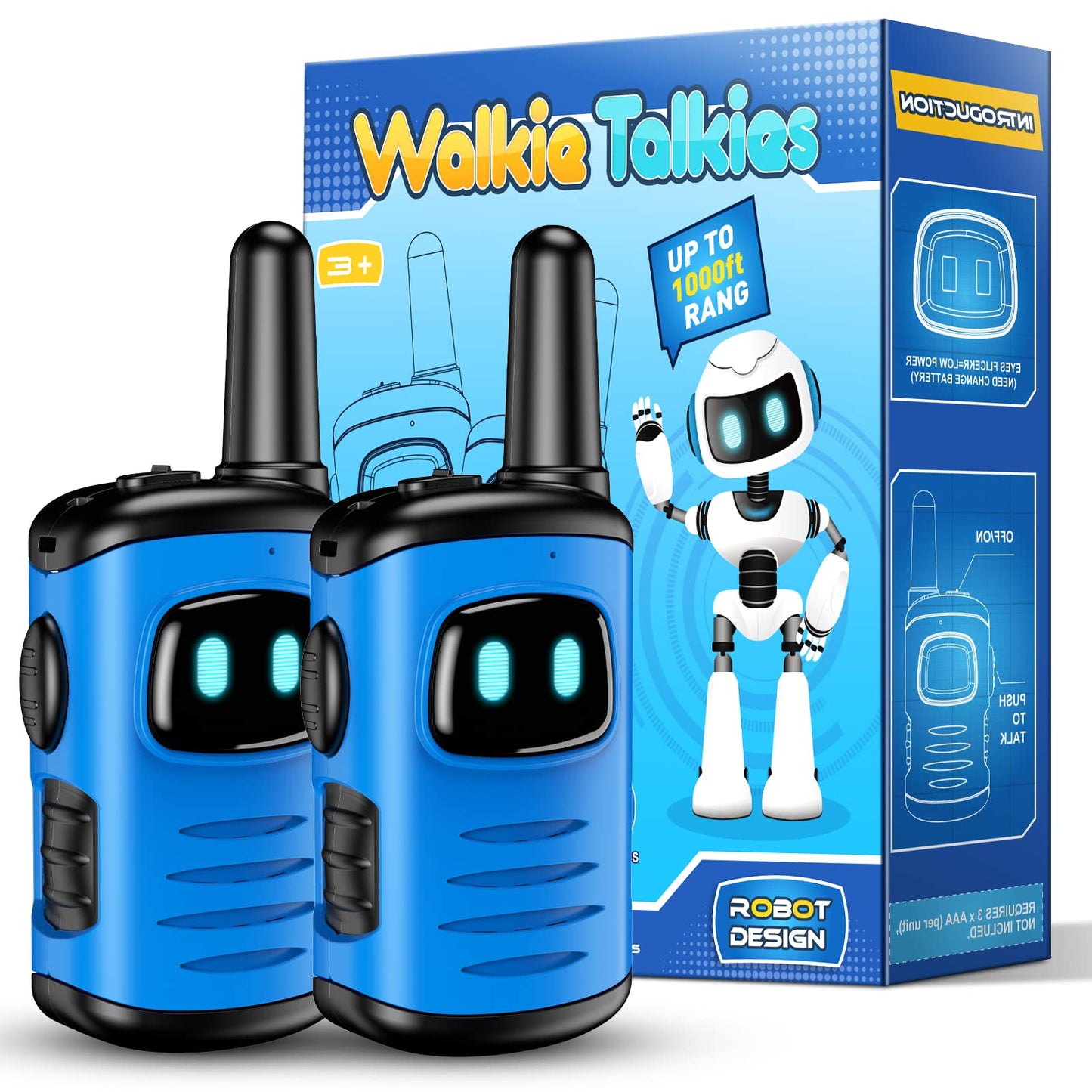 ATOPDREAM Kid Walkie Talkies for 3-8 Year Old, Two Way Radios, Robots Walkie Talkie Toys for Kids