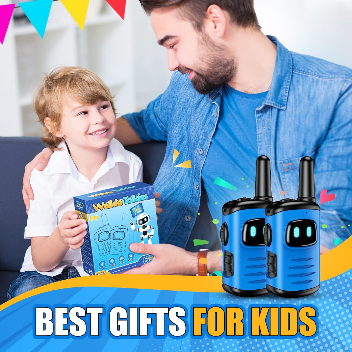 ATOPDREAM Kid Walkie Talkies for 3-8 Year Old, Two Way Radios, Robots Walkie Talkie Toys for Kids